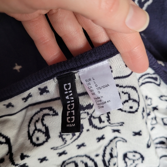 H&M Divided Navy Blue and White Paisley Long Duster Cardigan - Picture 8 of 8